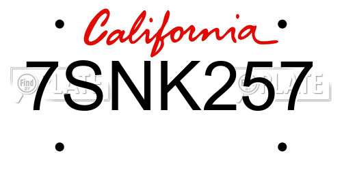 7SNK257 California License Plate