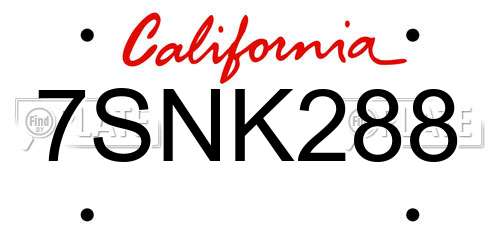 7SNK288 California License Plate