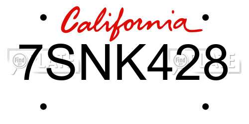 7SNK428 California License Plate