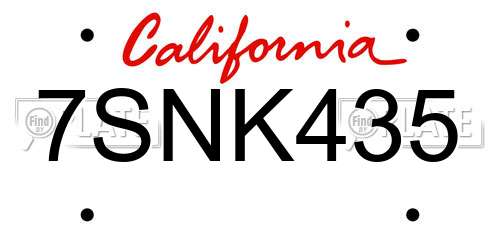 7SNK435 California License Plate