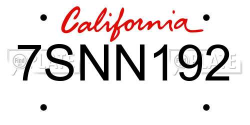 7SNN192 California License Plate