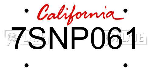 7SNP061 California License Plate