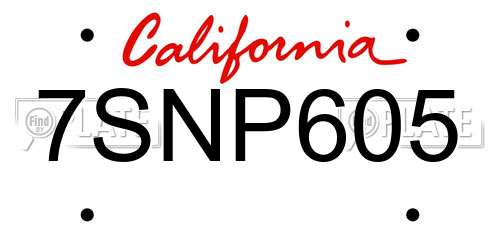 7SNP605 California License Plate
