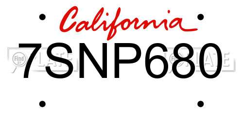 7SNP680 California License Plate