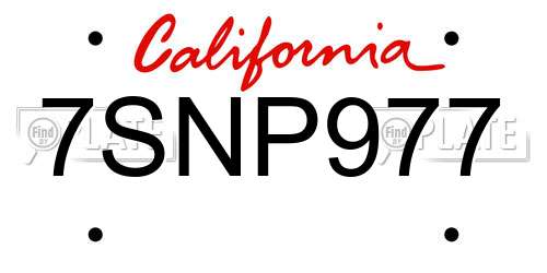 7SNP977 California License Plate