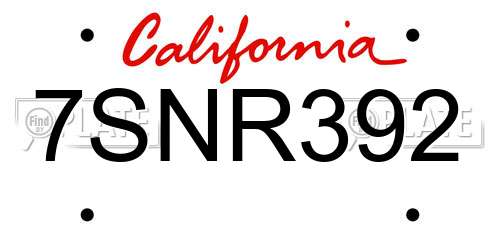 7SNR392 California License Plate