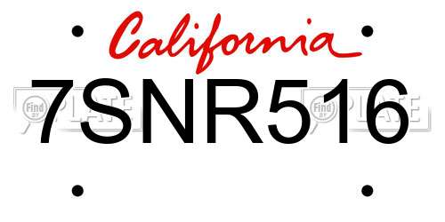7SNR516 California License Plate