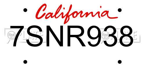 7SNR938 California License Plate