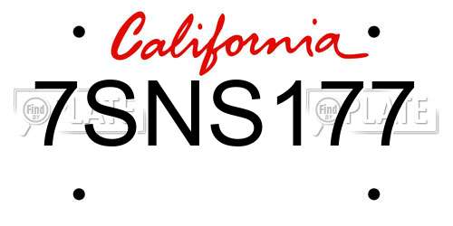 7SNS177 California License Plate