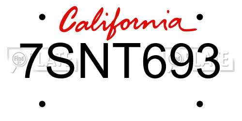 7SNT693 California License Plate