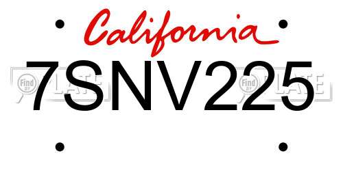 7SNV225 California License Plate
