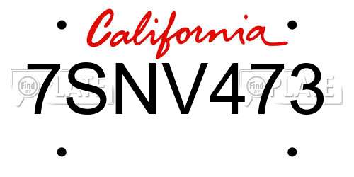 7SNV473 California License Plate
