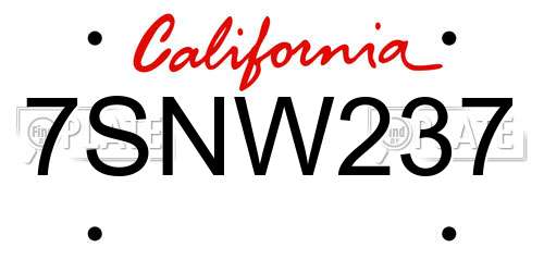 7SNW237 California License Plate