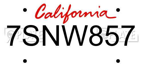 7SNW857 California License Plate