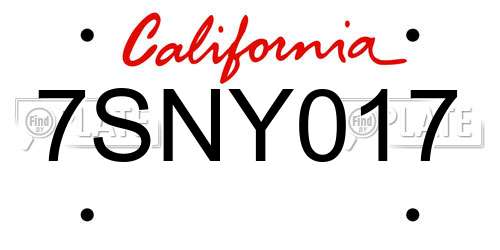 7SNY017 California License Plate