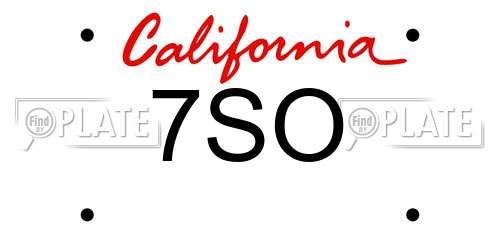 7SO California License Plate