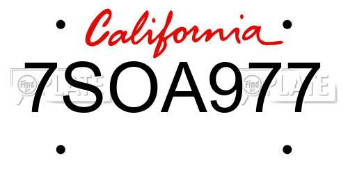 7SOA977 California License Plate