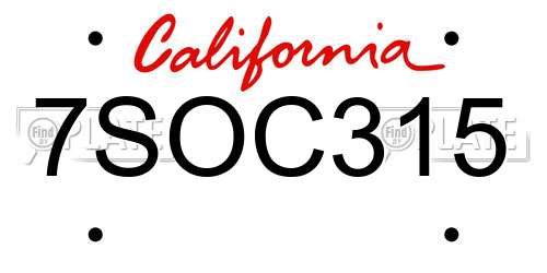 7SOC315 California License Plate