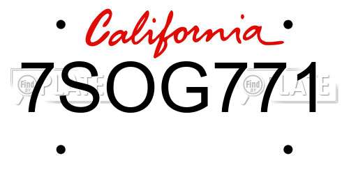 7SOG771 California License Plate