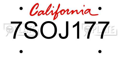 7SOJ177 California License Plate