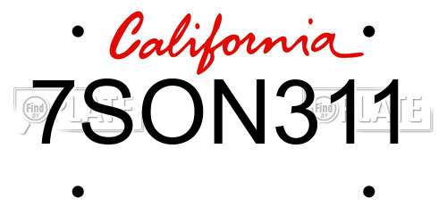 7SON311 California License Plate