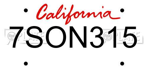7SON315 California License Plate
