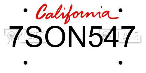 7SON547 California License Plate