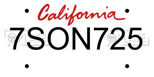 7SON725 California License Plate