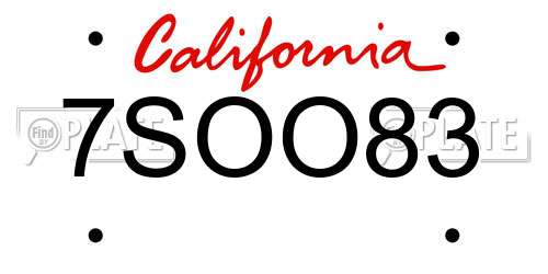 7SOO83 California License Plate