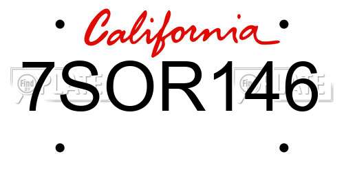 7SOR146 California License Plate