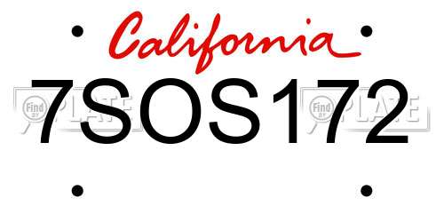 7SOS172 California License Plate