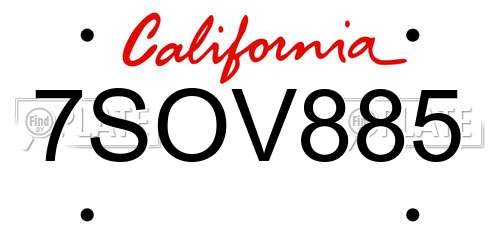 7SOV885 California License Plate