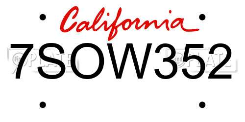 7SOW352 California License Plate
