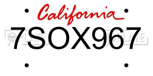 7SOX967 California License Plate