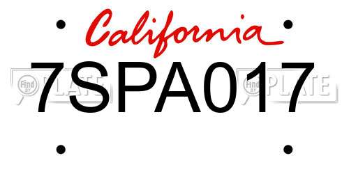 7SPA017 California License Plate