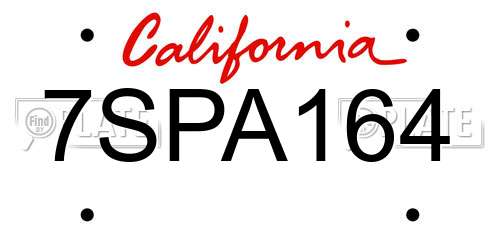 7SPA164 California License Plate