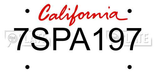 7SPA197 California License Plate