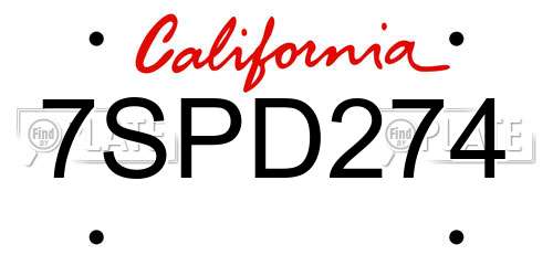 7SPD274 California License Plate