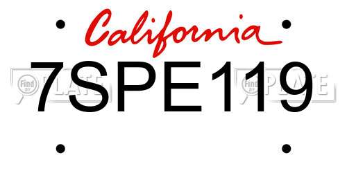 7SPE119 California License Plate