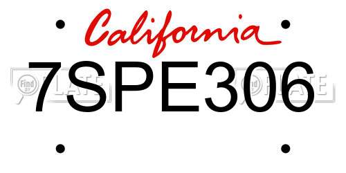 7SPE306 California License Plate