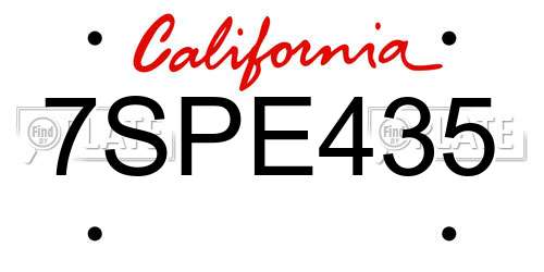 7SPE435 California License Plate