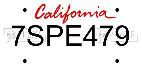 7SPE479 California License Plate