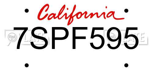 7SPF595 California License Plate