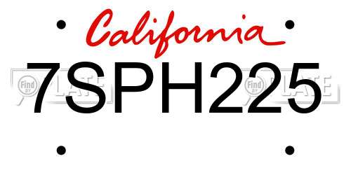 7SPH225 California License Plate