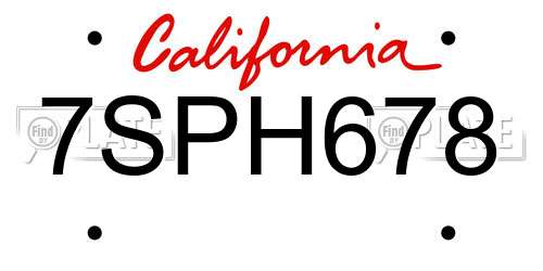7SPH678 California License Plate