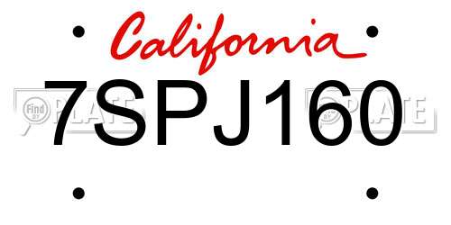 7SPJ160 California License Plate