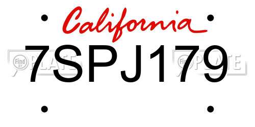 7SPJ179 California License Plate