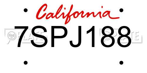 7SPJ188 California License Plate