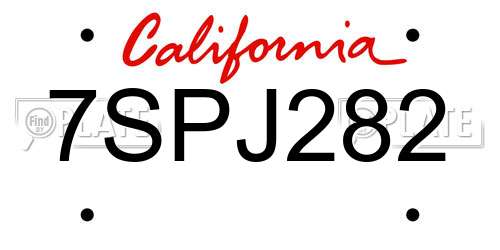 7SPJ282 California License Plate