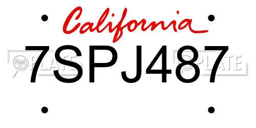 7SPJ487 California License Plate